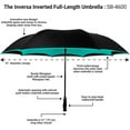 thumbnail image 4 of The Inversa Large 48" Inversa Self Standing Windproof Inverted Reversible Umbrella, Double Layer Canopy Lightweight Travel Umbrella For Women and Men, Portable Umbrella Reverse Close - Teal Blue, 4 of 9