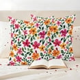 thumbnail image 3 of Red Yellow Floral Pillow Covers 2 Pack Retro Spring Leaves Flowers Pillowcase Waterproof Outdoor Throw Pillow Cover for Patio Garden Square Cushion 16”x16”, 3 of 9