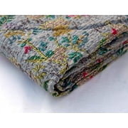 Indian Handmade Queen Cotton Kantha Quilt throw Blanket Bedspread Vintage Quilt