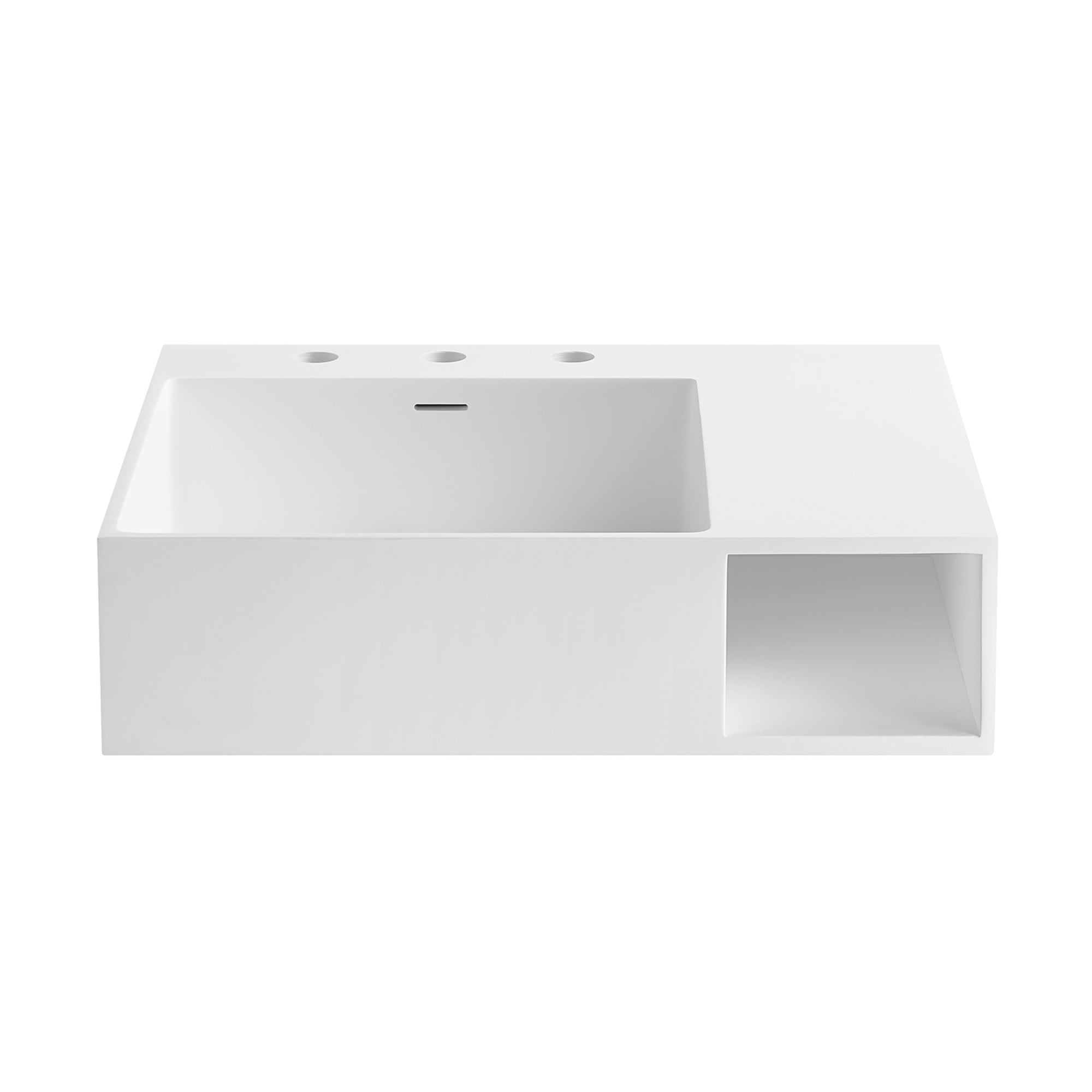 Gourmetier VPB3248SQA Modern 24-Inch Solid Surface Console Sink (8-Inch, 3-Hole) in Matte White