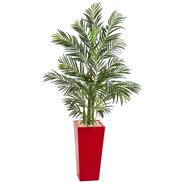 Nearly Natural 5625 Palmier Areca Artificiel de 5 Pi dans un Pot Rouge
