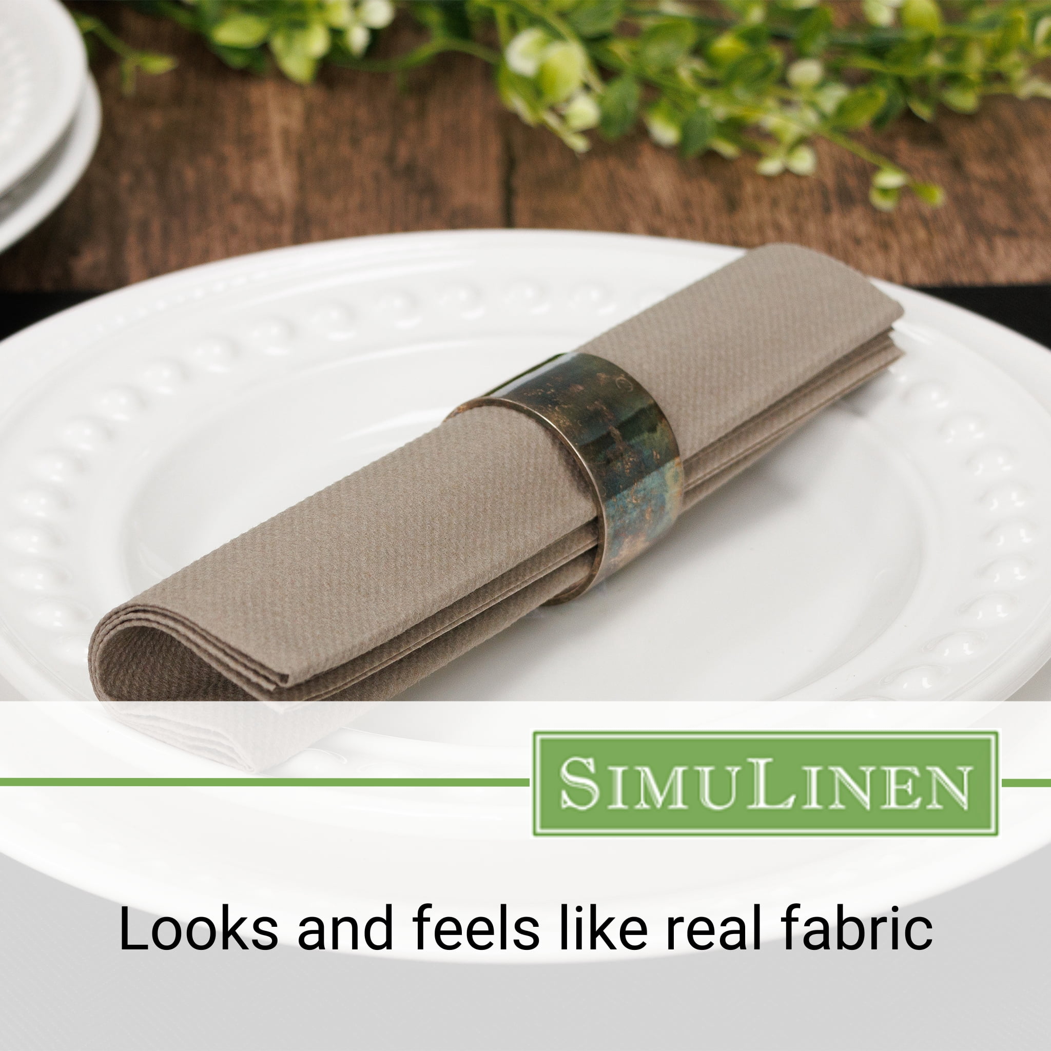 SimuLinen 16"x16" Signature Color Dinner Napkins - BEIGE GREY - 50 Napkins