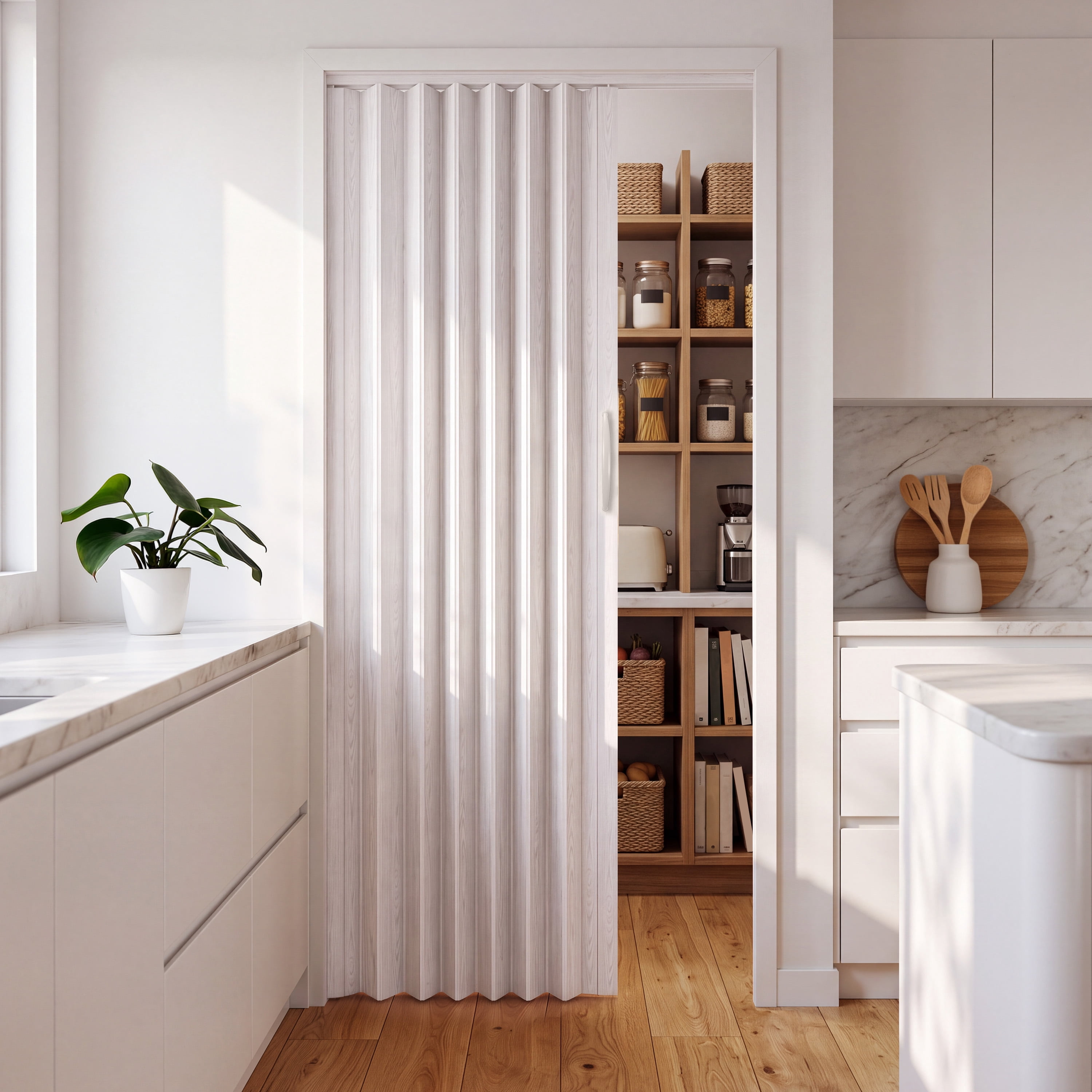 Techni Home Loft Series Premium Double Walled Foldable Accordion Door, 32"W x 80"H x 1.2"T, White RTA-LF32FD-WHT