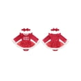 thumbnail image 2 of BemeyourBBs Newborn Baby Girl Christmas Outfit Velvet Santa Romper Dress Bow Embroidery Long Sleeve Smocked Tutu Dress Headband 2 Piece Set, 2 of 9
