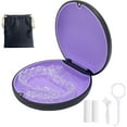 thumbnail image 1 of Retainer Case,Cute Slim Aligner Case Compatible with Invisalign,Retainer Holder with Aligner Remover Tool, Chew & Brush,Rope Bag (Black Shell Purple Inside), 1 of 6