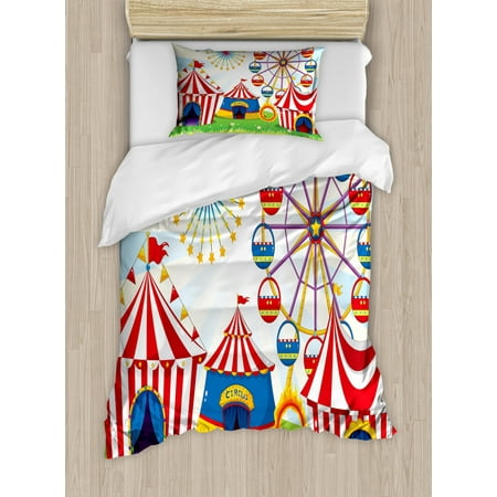Ferris Wheel Duvet Cover Set Twin Size Illustration Of A Carnival
