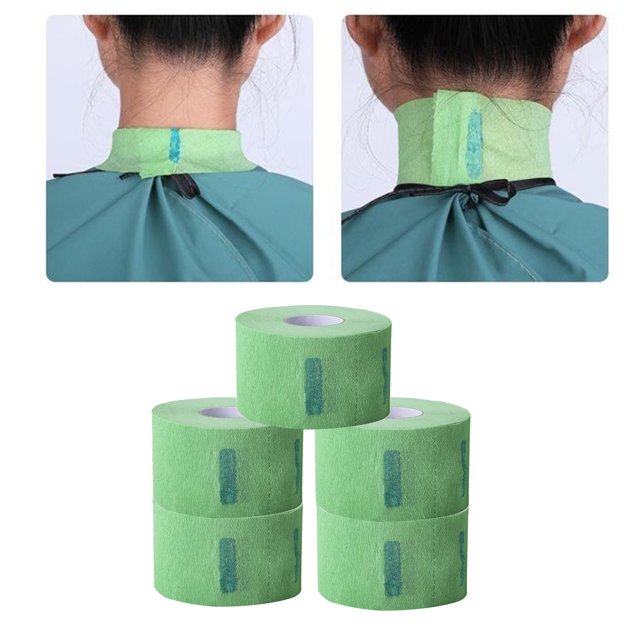 5 de tiras de papel desechables para protección del cuello, cuello de peluquería elástico Verde Colcomx papel de cuello de barbero