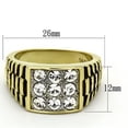 thumbnail image 2 of Luxe Jewelry Designs Men's Two-Tone IP Gold Plated Stainless Steel Ring with Clear Crystals - Size, 2 of 4