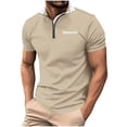 thumbnail image 2 of Yaoyar Mens Short Sleeves Zipper Shirts Casual Loose Tshirts Stand Collar V Neck Tops Polo Plain Cotton Tees with Pocket, 2 of 6