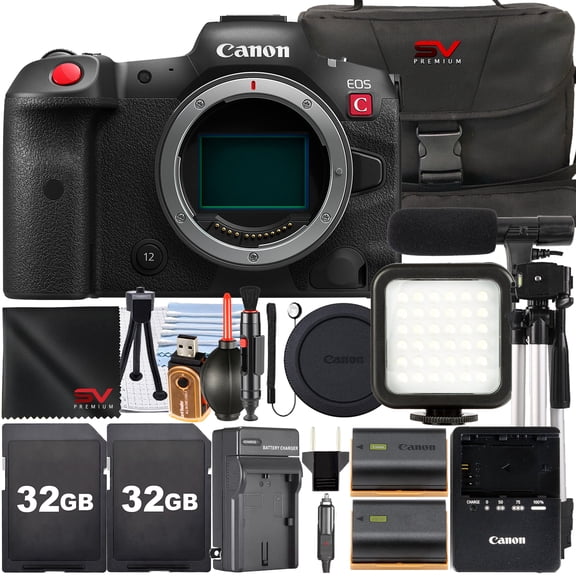Canon EOS R5-C Mirrorless Cinema Camera with 2 Pack 32GB Memory Card   Tripod   Case   SV Premium Accessory Bundle (International Version)
