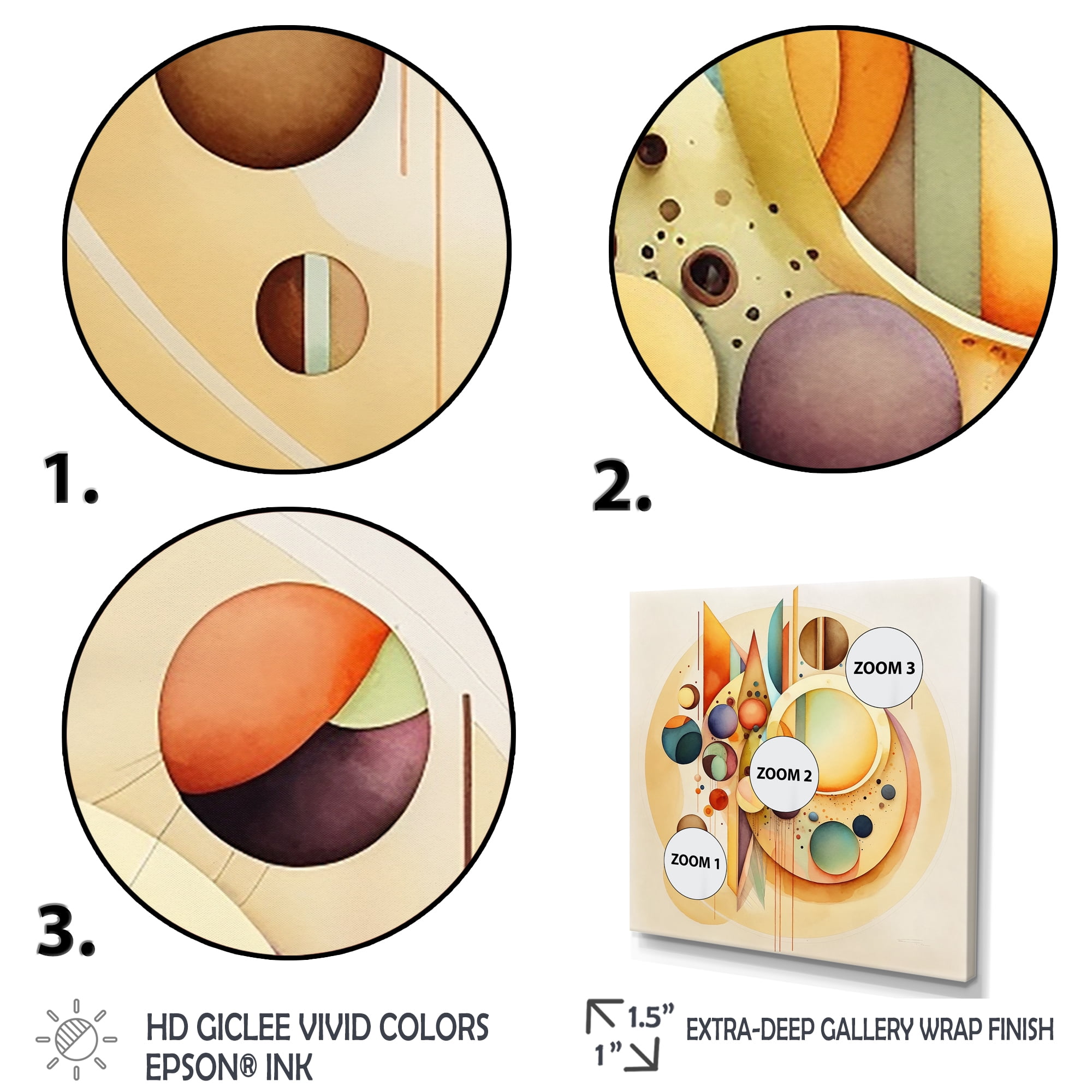 Designart Warm Minimalist Circular Abstract I Canvas Wall Art
