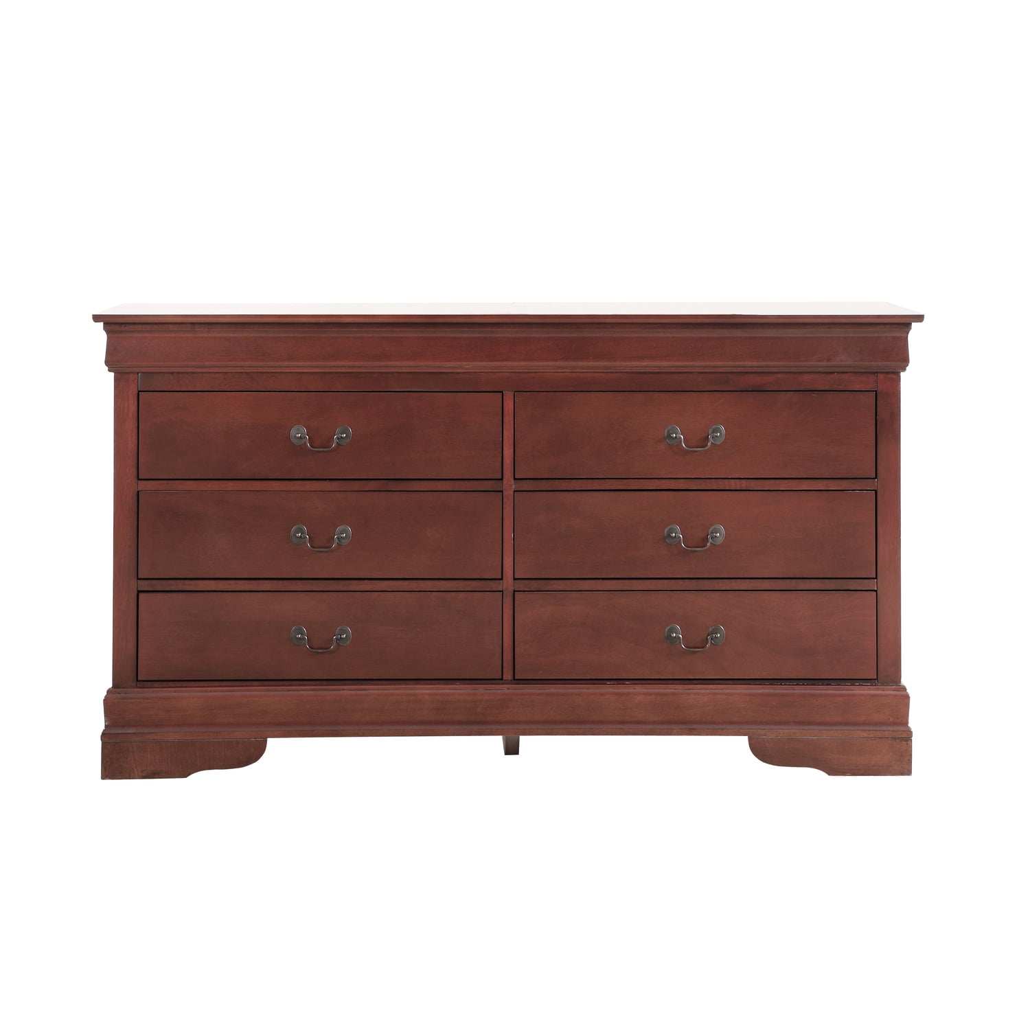 Glory Furniture Louis Phillipe 6 Drawer Dresser in Cherry