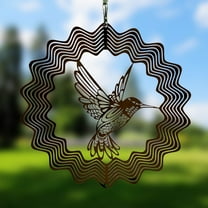 Stainless Steel Wind Spinner-3D Hummingbird Flowing-Light Effect Decor Outdoor