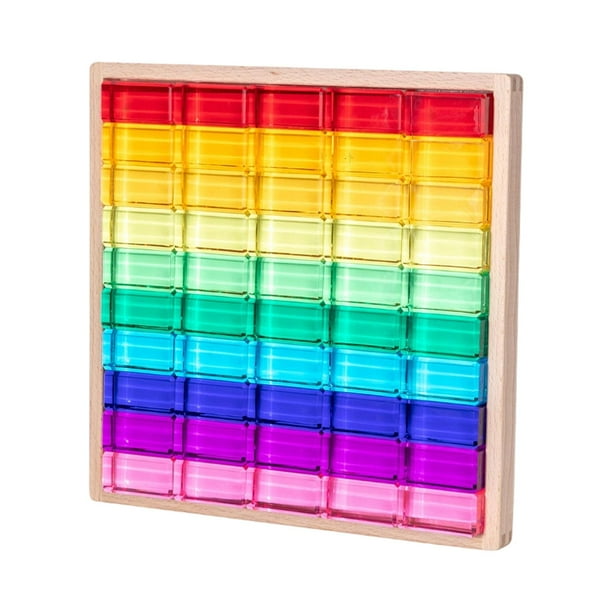 Juego de bloques de construcción , juego de apilamiento, bloques de construcción de percepción de color, cubos de piedras gemas acrílicas para