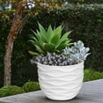 thumbnail image 6 of LuxenHome 17" D Round Planter Large Indoor Outdoor Plant Pot White Horizontal Waves MgO Planter Pot, 6 of 9