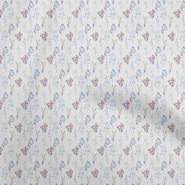oneOone Polyester Spandex Blue Fabric Watercolor Floral Sewing Material Print Fabric By The Yard 56 Inch Wide