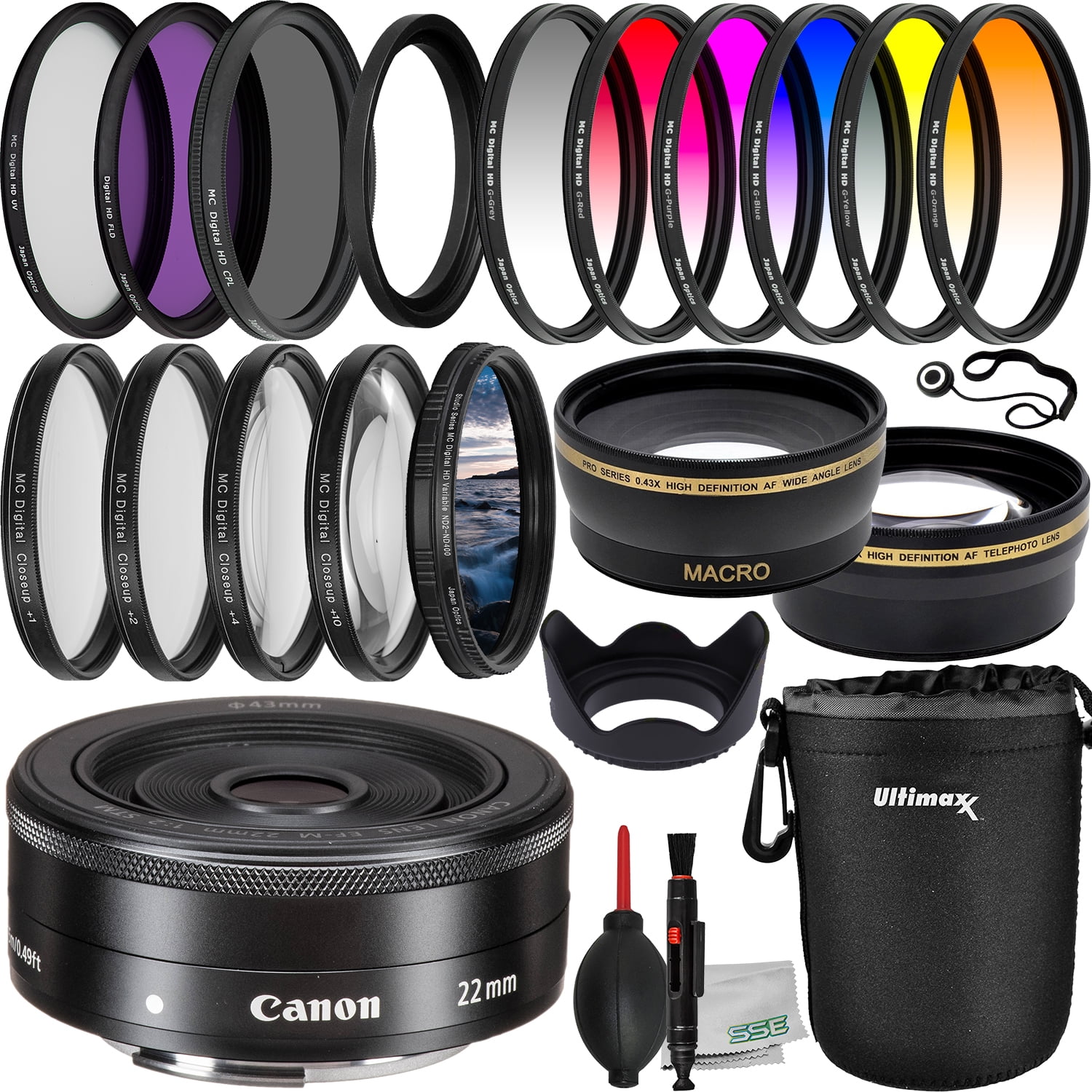 Canon EFM 22mm f/2 STM Lens (White Box) with Essential Accessory