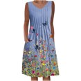 thumbnail image 2 of Patlollav Clearance Womens Summer Casual Round Neck Sleeveless Folding with Pocket Print Dresses, 2 of 6