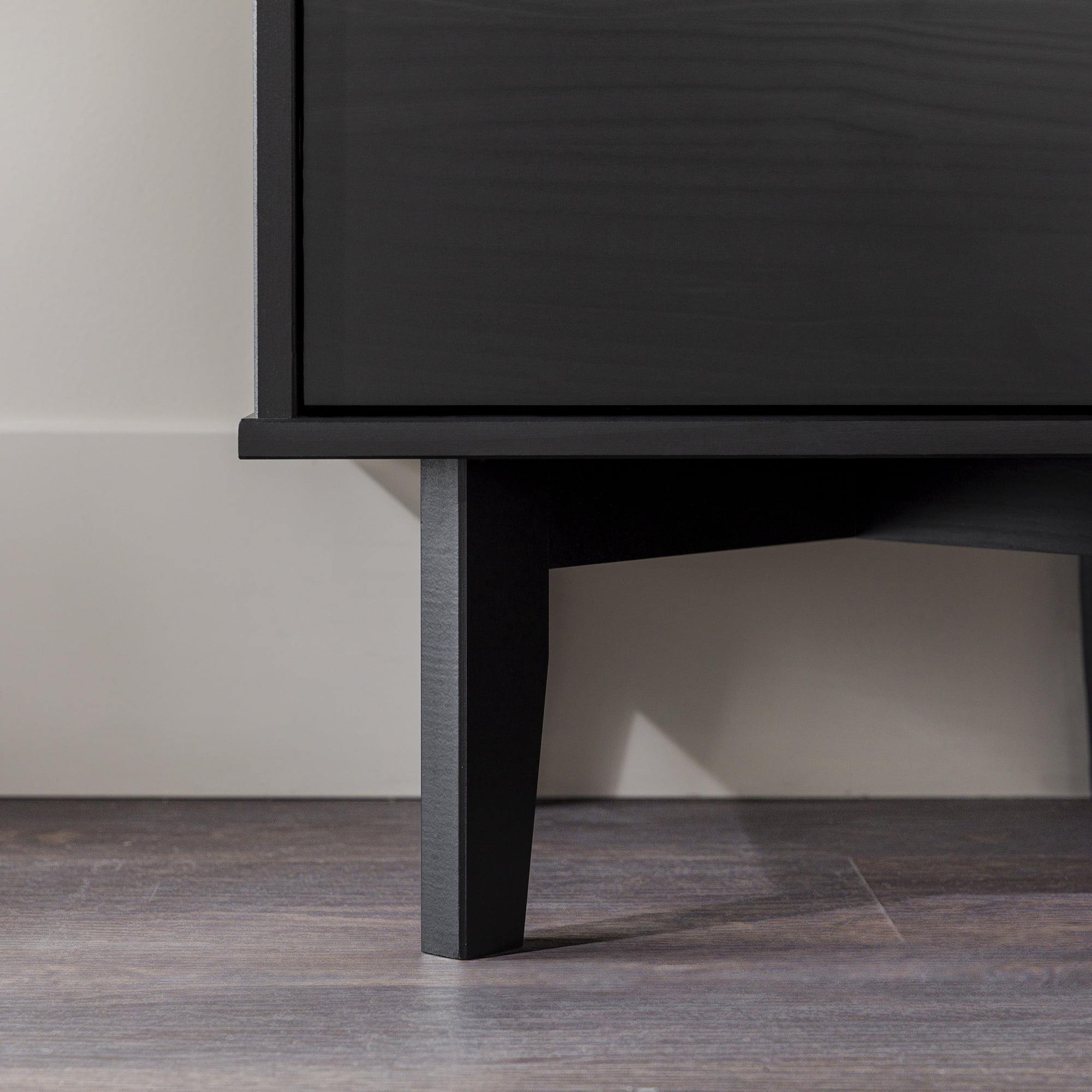 Walker Edison 2-Drawer Groove Handle Solid Wood Nightstand – Black