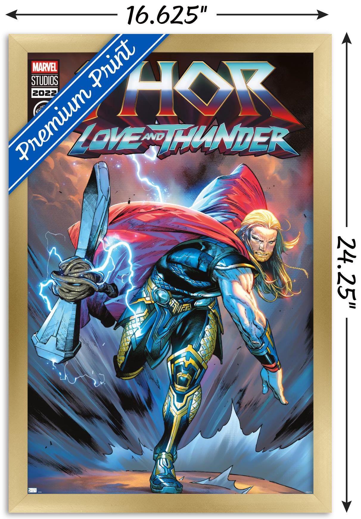 Marvel Thor: Love and Thunder - Thor Comic Wall Poster, 14.725" x 22.375" Framed