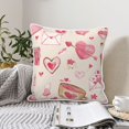 thumbnail image 2 of Velvet Decorative Throw Pillow Covers Set of 2, Soft Square Cushion Cover with Invisible Zipper Valentines Pink Flower Heart Printing, 20"x20", 2 of 7