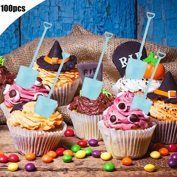 Uuiauoio Halloween Themed Disposable Spoons, 100 pcs Mini Shovel Shape Plastic Spatulas for Dessert, Party Serving, Pudding, Cake, and Ice Cream Utensils