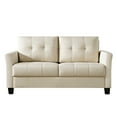 thumbnail image 4 of Ainfox 58" W Mid Century Modern Linen Loveseat Sofa, Solid Wood Frame, Bedroom & Living Room, Small Office Couch(Beige), 4 of 5