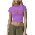 thumbnail image 1 of TSADFHJI Hauts en Chiffon pour Femmes Plus Mode Décontractée Imprimée Col Rond Manches Courtes Ajusté T-Shirts m Violet, 1 of 4