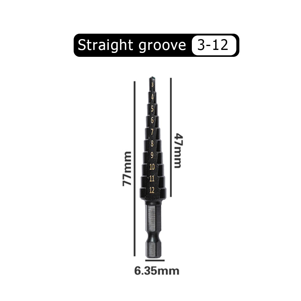 Goodhd 312 412 420 Straight Groove Step Drill Bit HSS Titanium Coated Hole Cutter