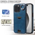 thumbnail image 5 of Case for iPhone 16 Pro Wallet with Credit Card Holder & Finger Ring Kickstand, Premium PU Leather Slim Cover Shockproof Scratch Resistant Full Protection Phone Case for iPhone 16 Pro, Blue, 5 of 10