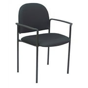 Office Factor Side Waiting Room Guest Chair StackAble with Arms Black Fabric (OF-6100 BK)