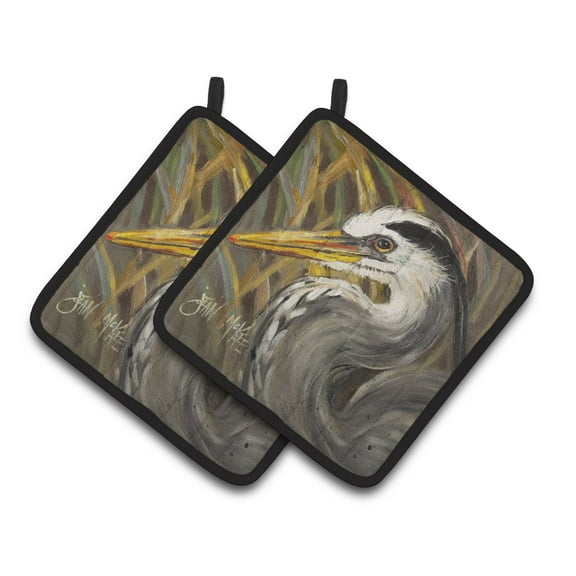 Carolines Treasures JMK1229PTHD Blue Heron Pair of Pot Holders , 7.5HX7.5W, multicolor