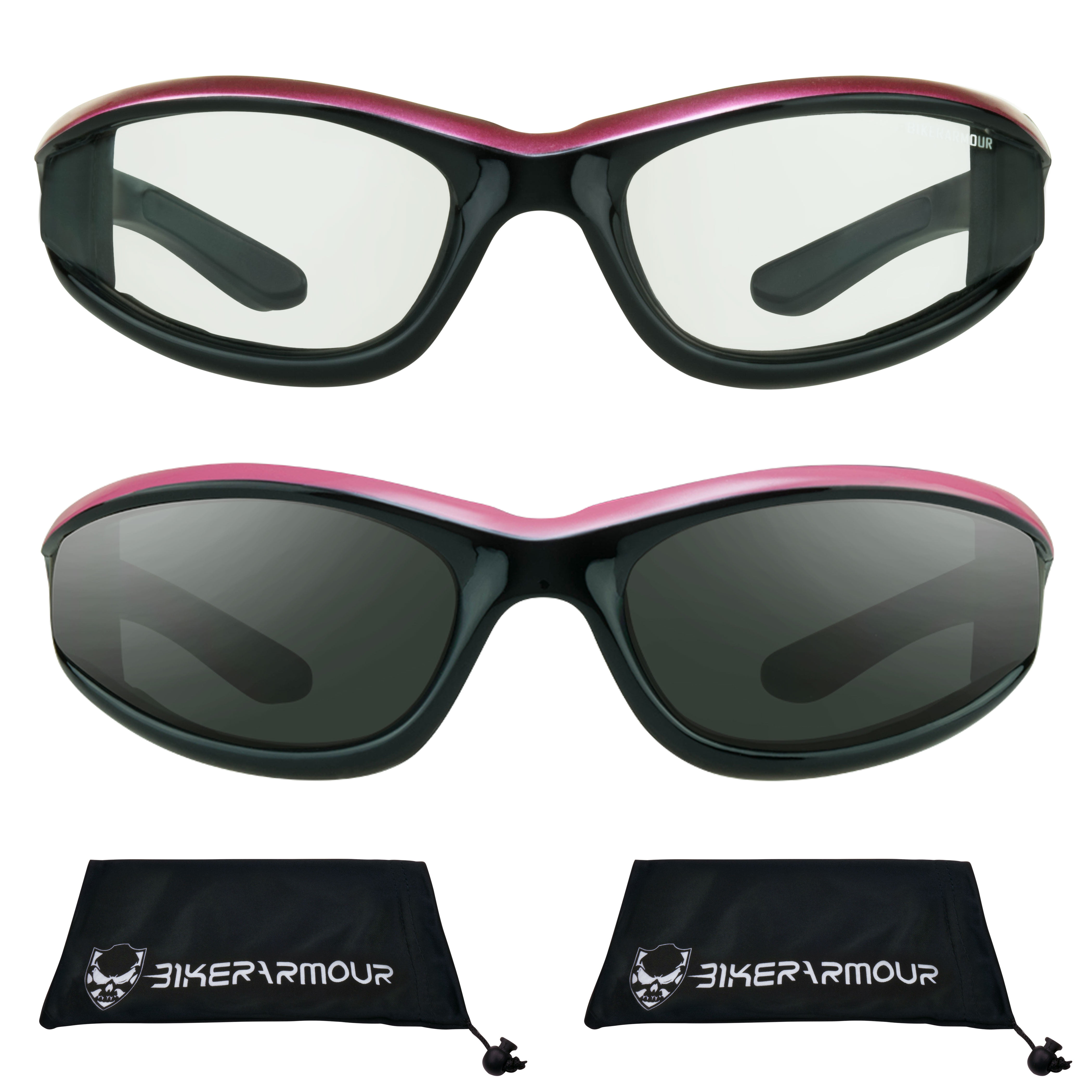 Shatterproof Lens Bi Focal Rider Motorcycle Biker Cycle sunglasses free Pouch 