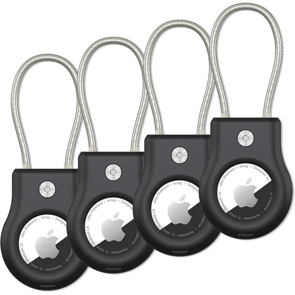 Wiomeask AirTag Key Ring Keychain, 4-Pack, Black