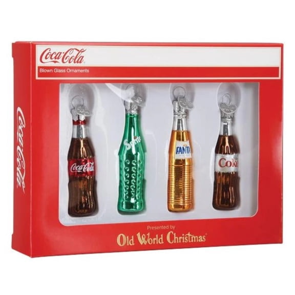Old World Christmas Ornaments Coca-Cola Mini Beverage Set Glass Blown Ornaments for Christmas Tree