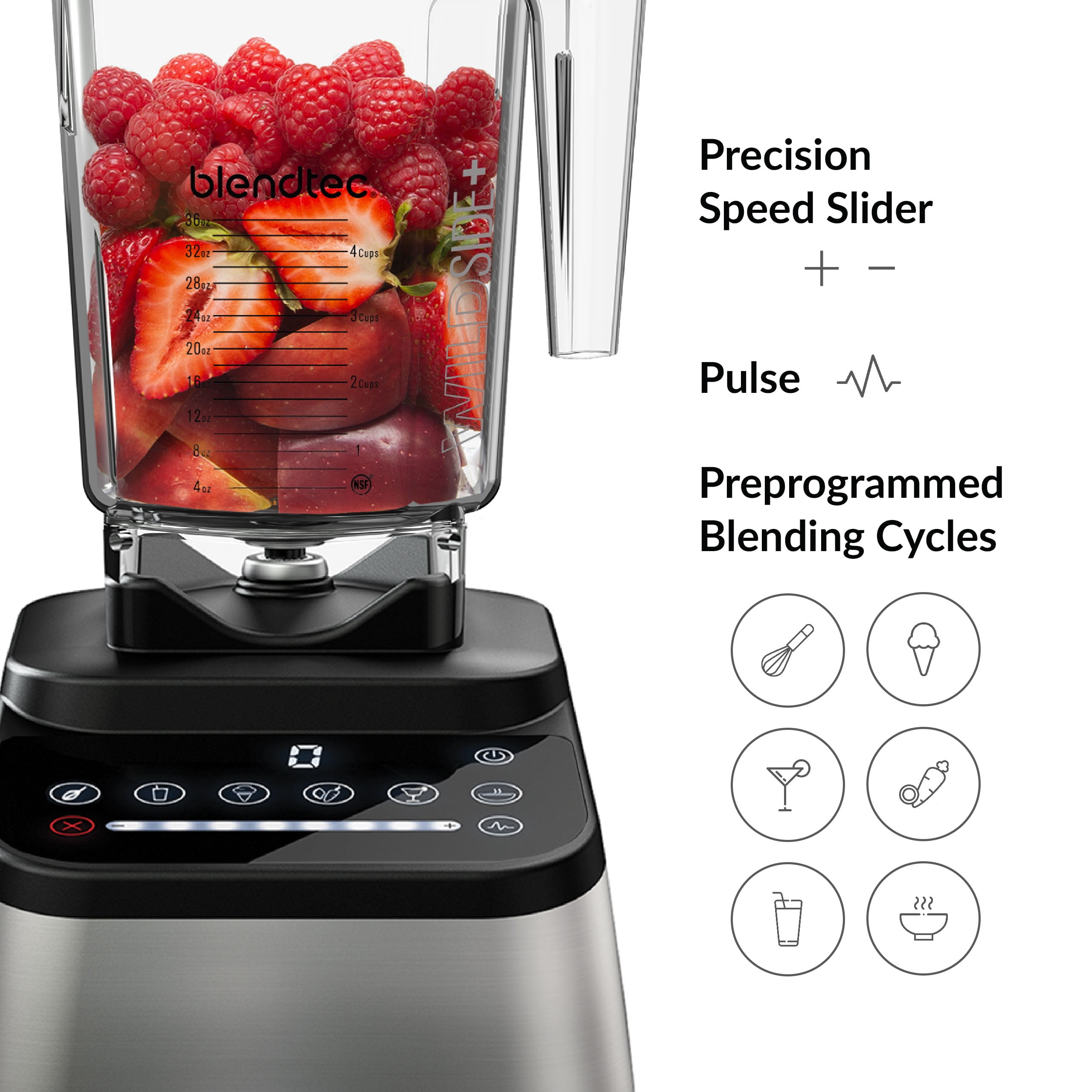 Blendtec Designer Series Blender with 90 oz WildSide+ Jar and 34 oz GO Travel Bottle - Kitchen Blender Bundle - Black