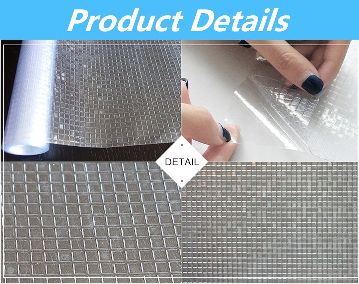 Window Privacy Film 3D Grid Pattern Static Cling to Glass Window Non-Adhesive Stained Glass Window Decals, Heat Control Anti-UV Sun Window Sticker, 3PCS of 17.7 x 78.7 inches, Totally 17.7"x236.2"