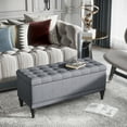 thumbnail image 2 of HOMCOM Banc de Rangement Pouf Repose-Pieds en Lin Capitonné avec Couvercle à Fermeture Douce, 2 of 10