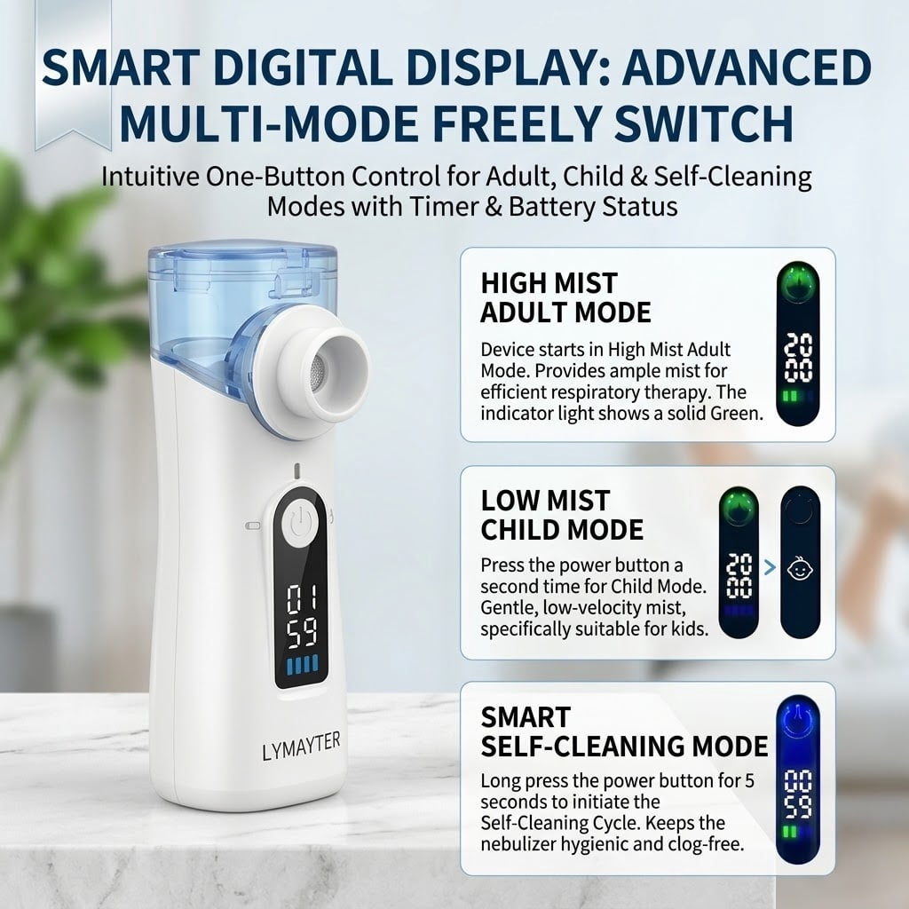AJZIOJIRO Portable Humidifier Handheld Steam Inhaler USB-C Rechargeable Travel Device