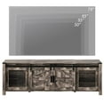 thumbnail image 3 of WAMPAT TV Stand for 75 Inch TV with Sliding Barn Door for Living Room Bedroom, Dark Rustic Oak, 3 of 8