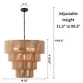 thumbnail image 5 of KAWOTI 5-Light Beige Oversize 4-Tiered Pendant Light with Rattan Shade, 5 of 8