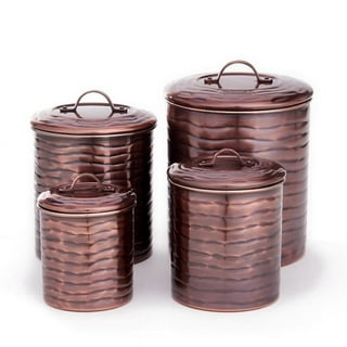 Copper Kitchen Food Canister Set of 4 by Kauri Design - Bed Bath & Beyond -  20229173