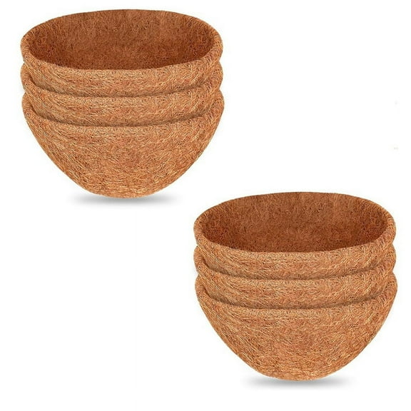 6PCS 10 Inch Natural Coconut Liner Round Coconut Hanging Basket Replacement Liners for Hanging Baske Brown Coir