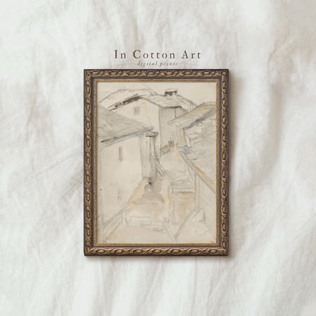 Neutral Muted Vintage Print Antique Architecture Wall Art, Unframed Paper Poster 8x10in