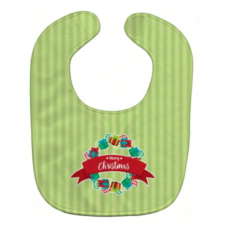 

Carolines Treasures BB6977BIB Christmas Wreath Presents Green Baby Bib 10 x 13 multicolor