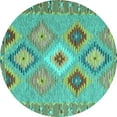 thumbnail image 1 of Ahgly Company Indoor Round Southwestern Turquoise Blue Country Area Rugs, 4' Round, 1 of 4