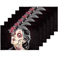 thumbnail image 5 of EREHome Beautiful Skull Girl Placemat Plate Holder Set of 6, Table Mats Protector 12x18 inch, 5 of 5