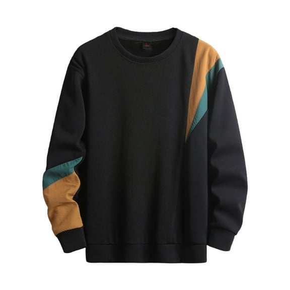 ZUKMRJPC Men's Casual Sweatshirts Crewneck Long Sleeves Color Block Cotton Pullover Sweatshirt Lightweight Loose Fit Tops
