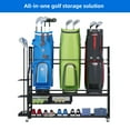 thumbnail image 4 of Dextrus Black Golf Bag Storage Rack with Wheels for 4 Bags, Garage and Club Organizer, 4 of 6