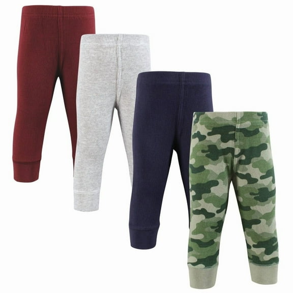 Hudson Baby Thermal Tapered Ankle Pants 4pk, Basic Camo, Newborn
